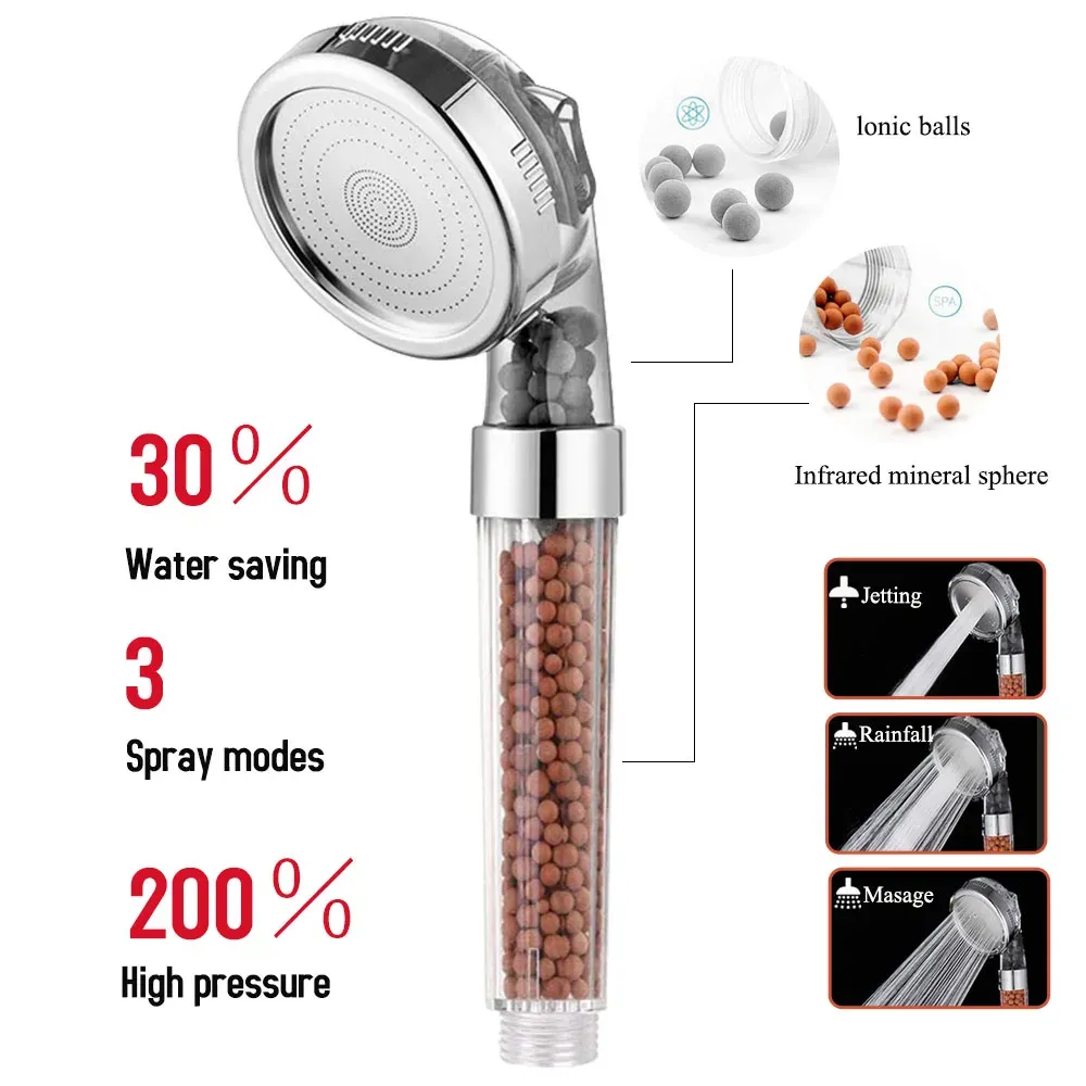Zhangji – Pommeau de douche SPA haute pression à 3 fonctions, économie d'eau et filtre à anions 5
