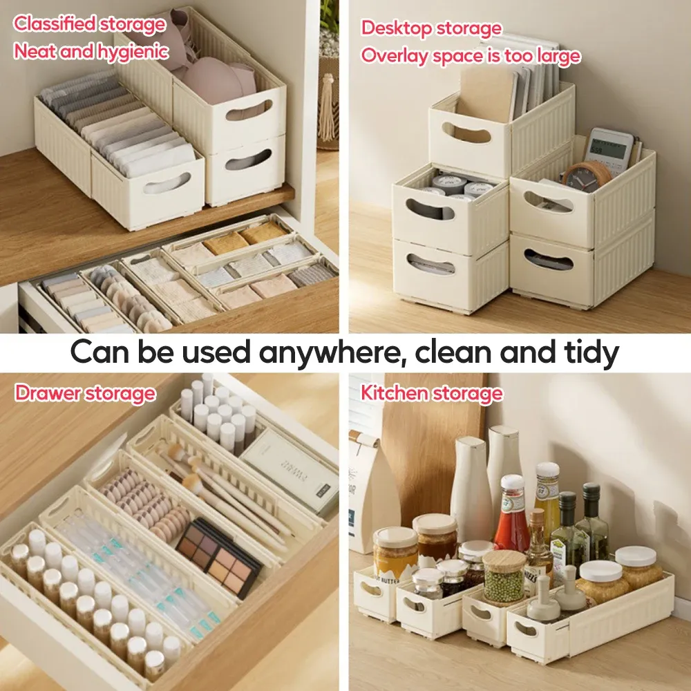 Organisateur de tiroir rétractable et réglable, empilable, pour cuisine et maison (lot de 1 ou 3 pièces) 5
