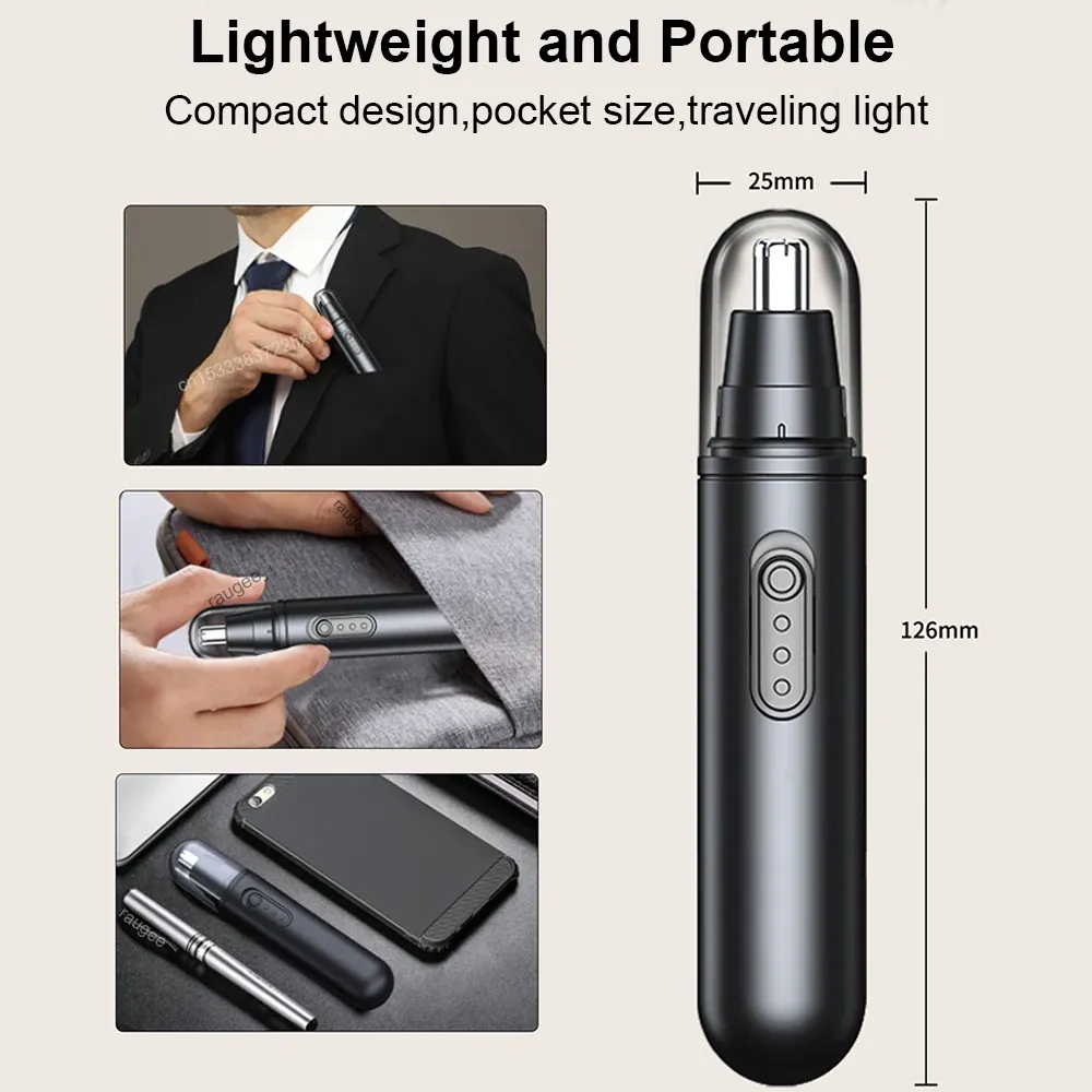 Tondeuse à poils de nez électrique rechargeable, format compact et portable, pour nez et oreilles 6
