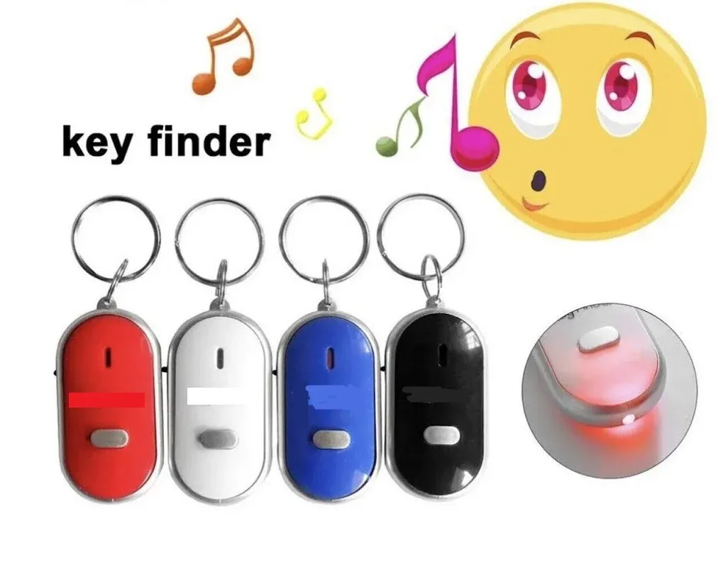 Porte-clés anti-perte avec alarme sonore et lumineuse, localisateur de clés, contrôle du son, détecteur intelligent avec sifflet LED, idéal en cadeau pour homme et femme 2
