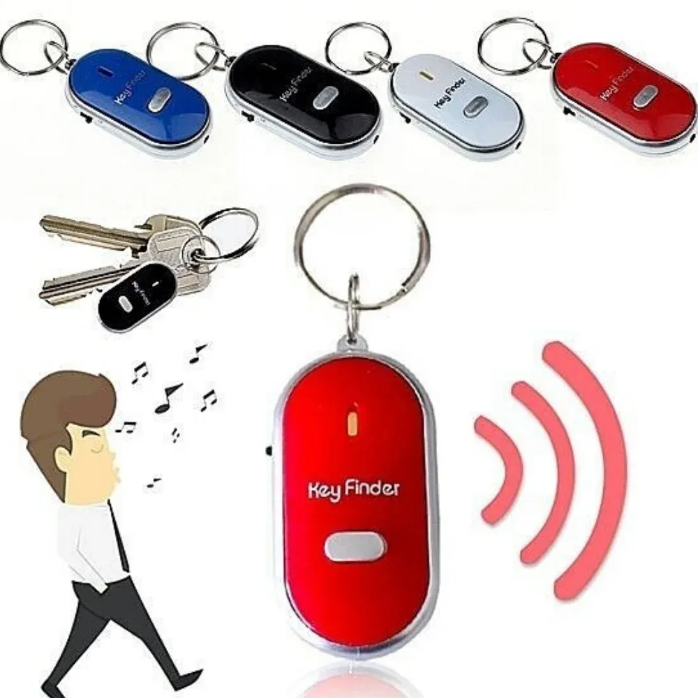 Porte-clés anti-perte avec alarme sonore et lumineuse, localisateur de clés, contrôle du son, détecteur intelligent avec sifflet LED, idéal en cadeau pour homme et femme 3