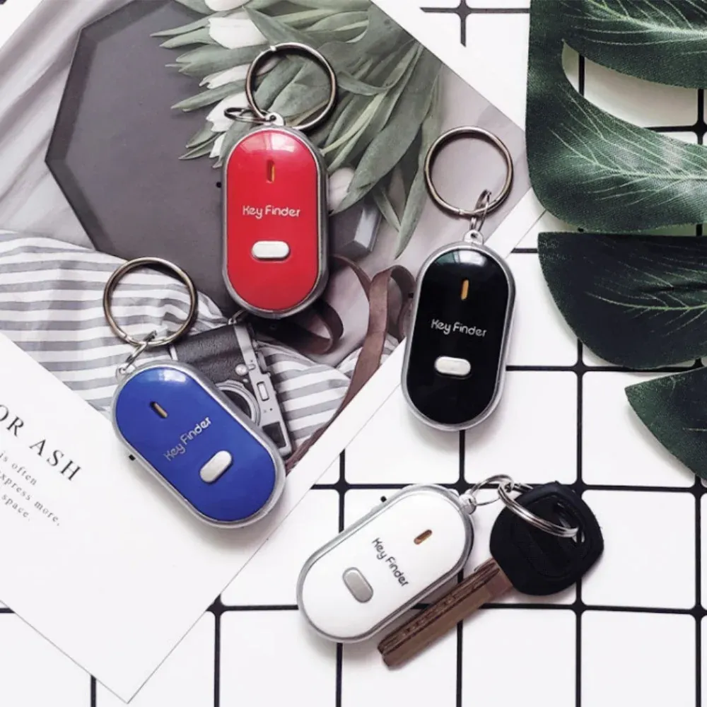Porte-clés anti-perte avec alarme sonore et lumineuse, localisateur de clés, contrôle du son, détecteur intelligent avec sifflet LED, idéal en cadeau pour homme et femme 4