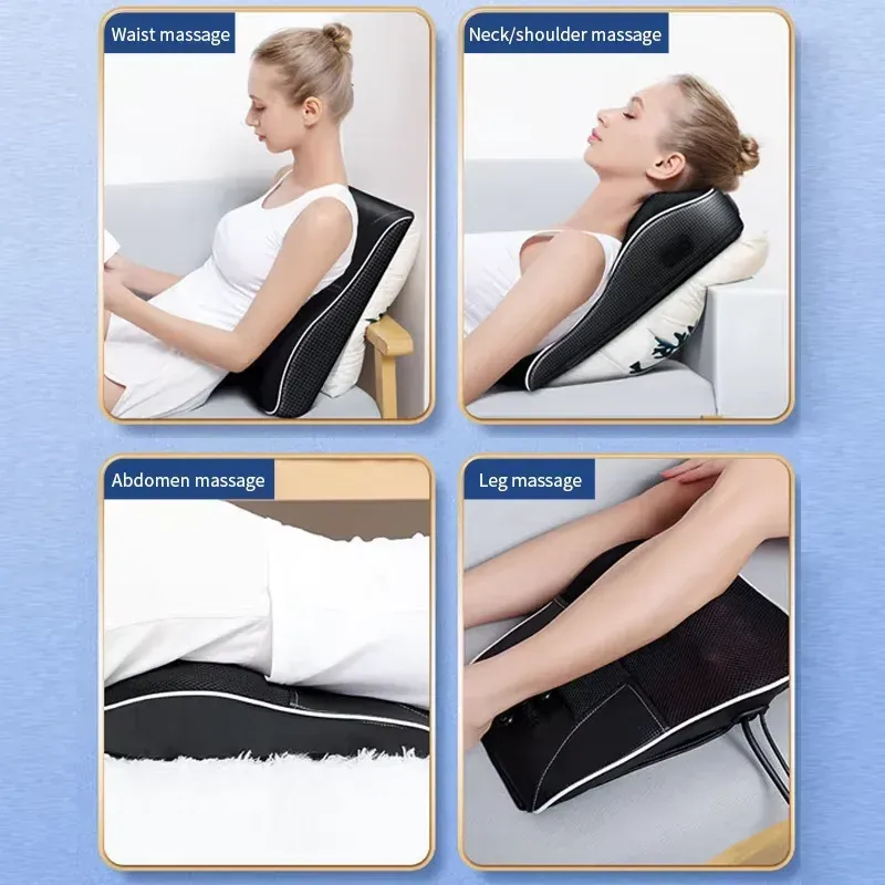 Oreiller de massage shiatsu électrique à chauffage et vibrations pour la nuque, le cou et le dos, avec traction cervicale, pour voiture et domicile 6