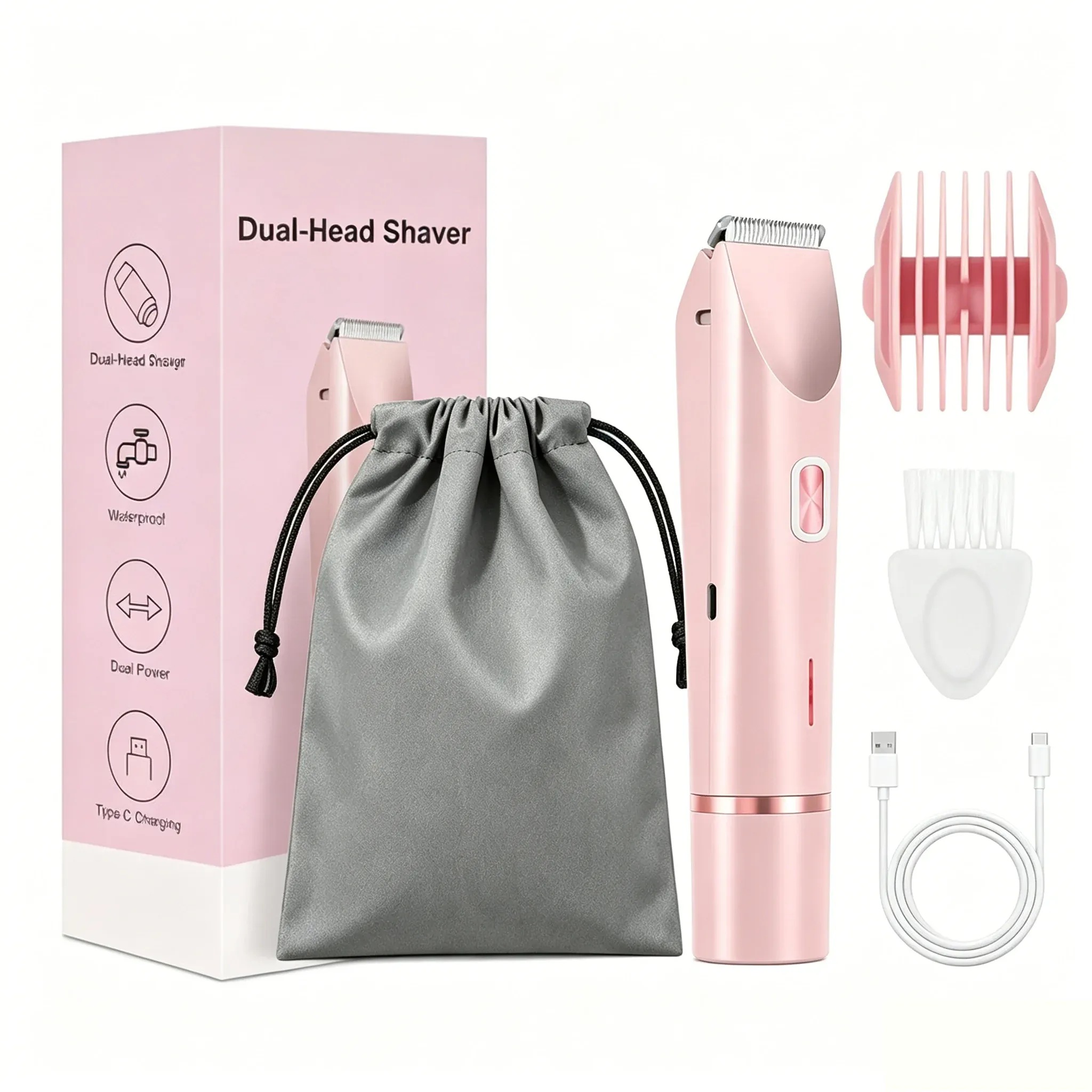 Rasoir électrique à double tête pour femme, épilateur corporel pour jambes, aisselles et maillot 7