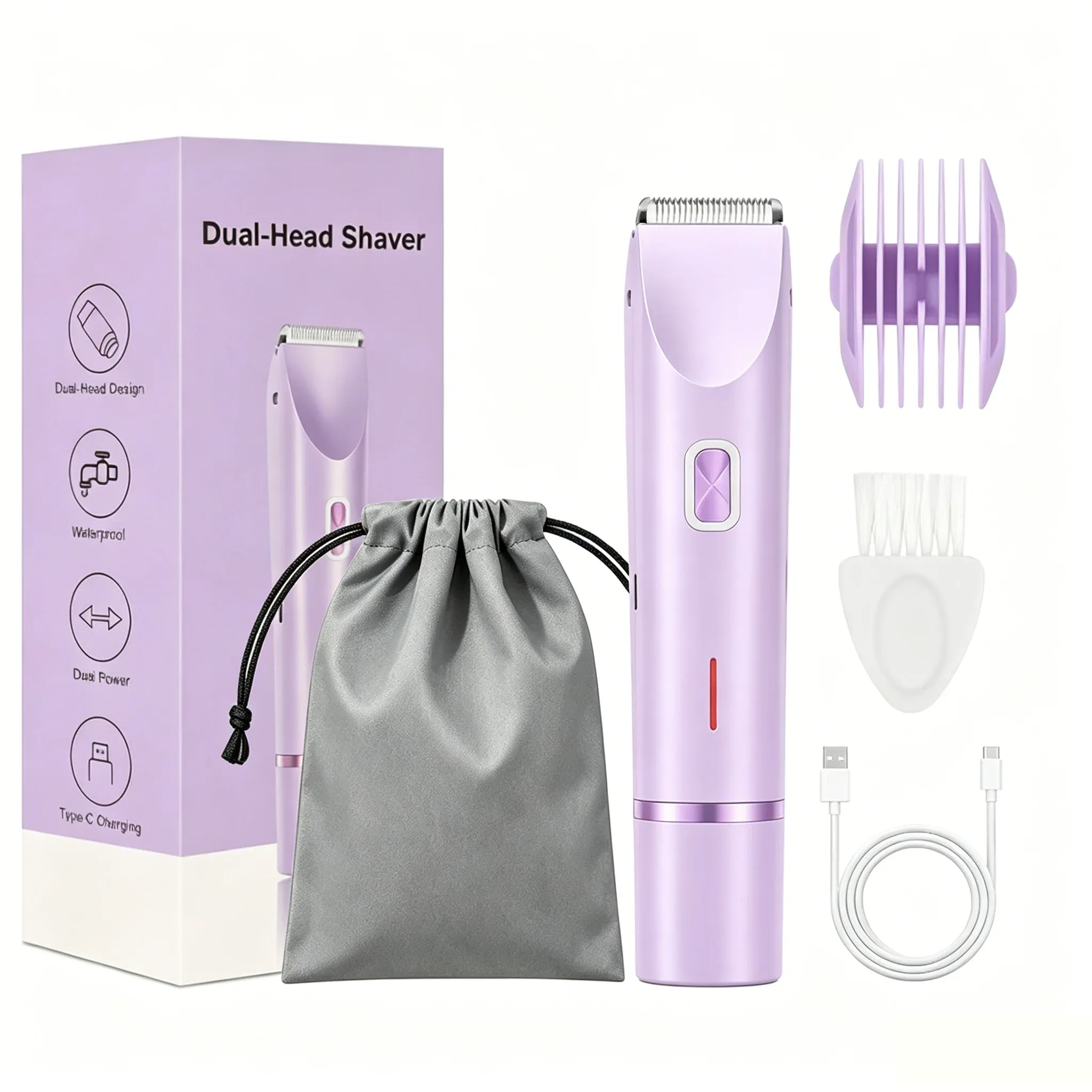Rasoir électrique à double tête pour femme, épilateur corporel pour jambes, aisselles et maillot 10