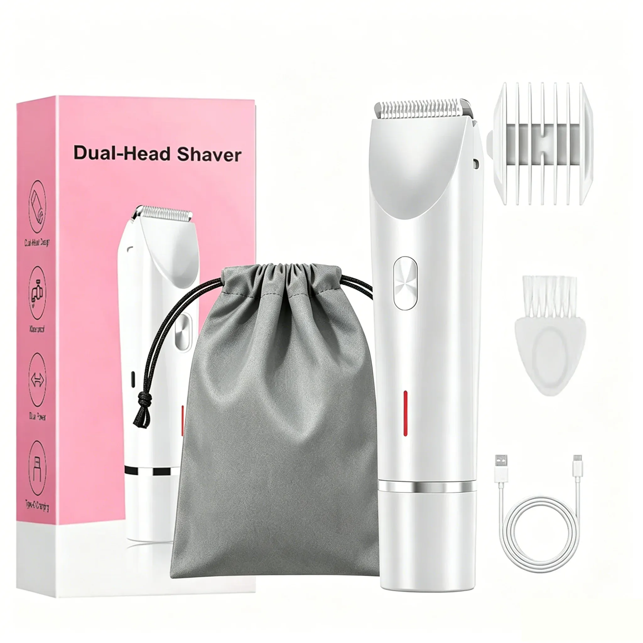 Rasoir électrique à double tête pour femme, épilateur corporel pour jambes, aisselles et maillot 8