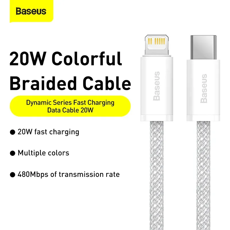 Câble USB-C Baseus pour iPhone 14, 13, 12, 11 Pro Max, XS, Plus, câble de charge rapide 20 W et 30 W, câble de données Type-C pour iPad et MacBook 3