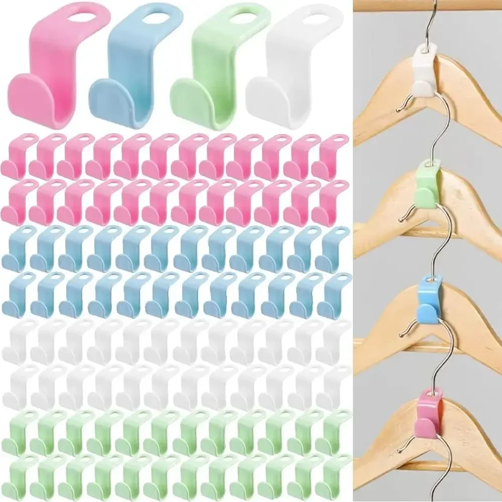 Lot de 5/10 cintres gain de place en plastique à crochets en cascade pour penderie 3