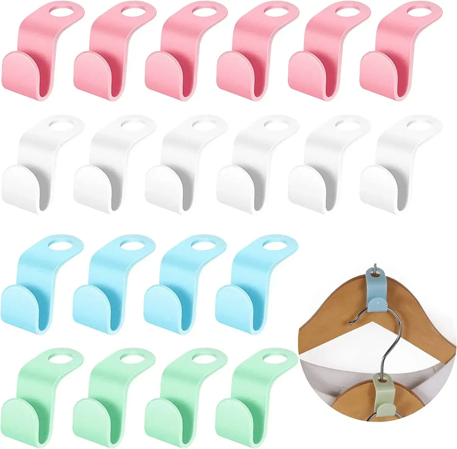 Lot de 5/10 cintres gain de place en plastique à crochets en cascade pour penderie 9