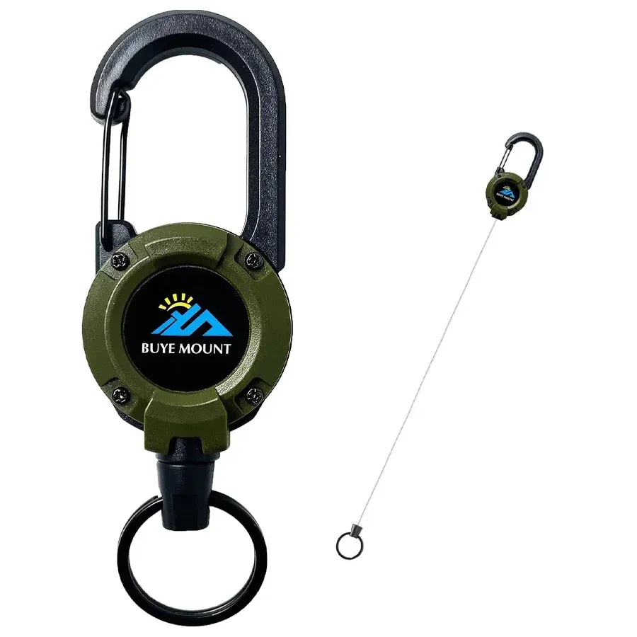YANBIGUO Lot de 2 porte-clés rétractable, porte-badge mousqueton robuste, bobine de badge d'identification tactique avec cordon rétractable en acier de 22,8" 7