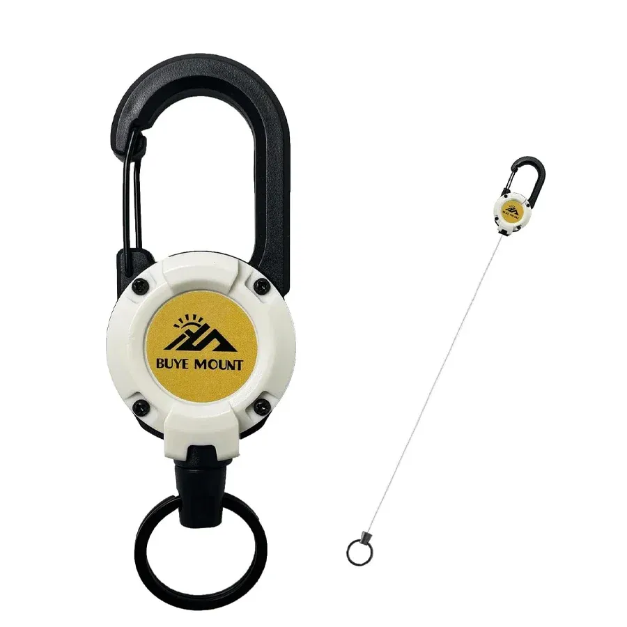 YANBIGUO Lot de 2 porte-clés rétractable, porte-badge mousqueton robuste, bobine de badge d'identification tactique avec cordon rétractable en acier de 22,8" 10
