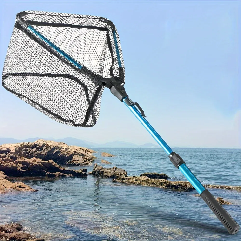 Épuisette pliante triangulaire en alliage d'aluminium avec manche télescopique 5