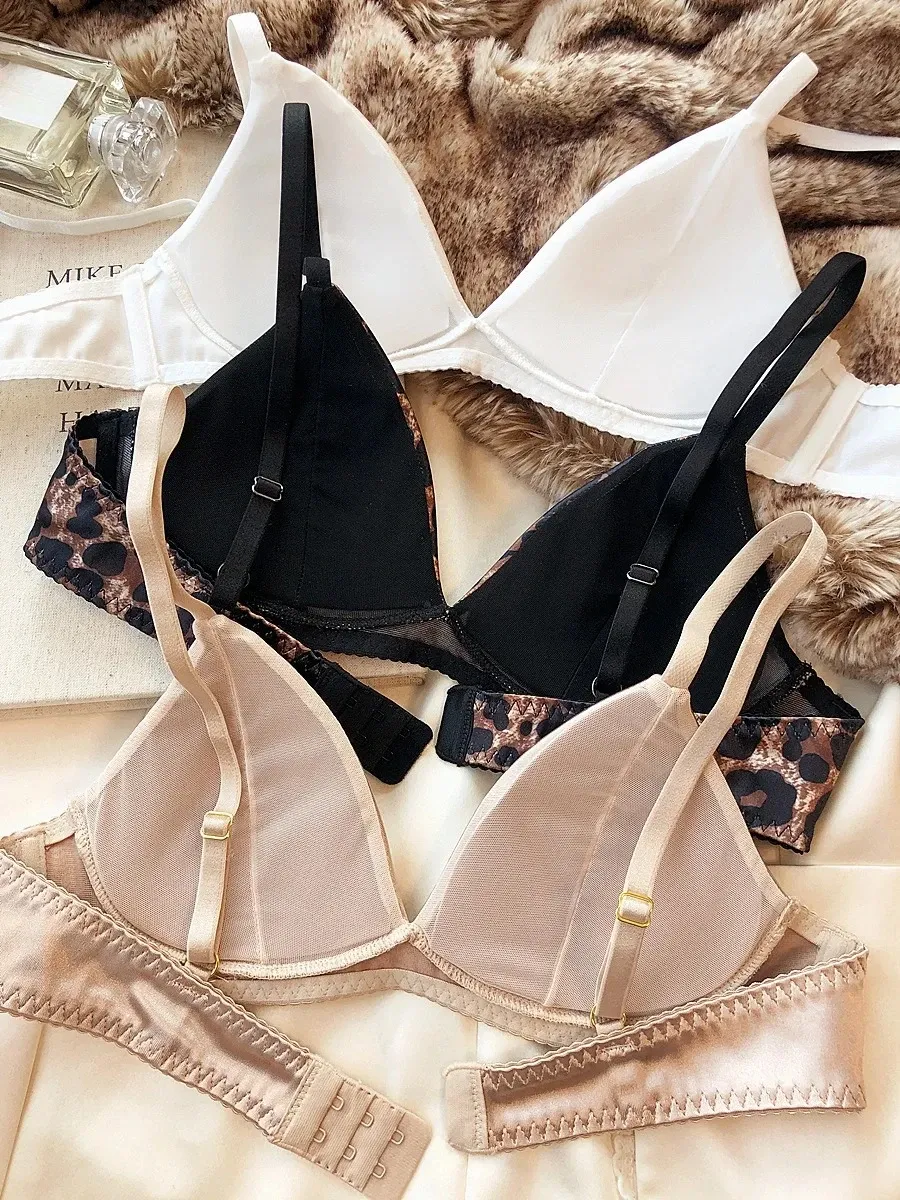 Ensemble de lingerie en soie pour femme : soutien-gorge sans couture sans armatures et culotte assortie, collection été 2