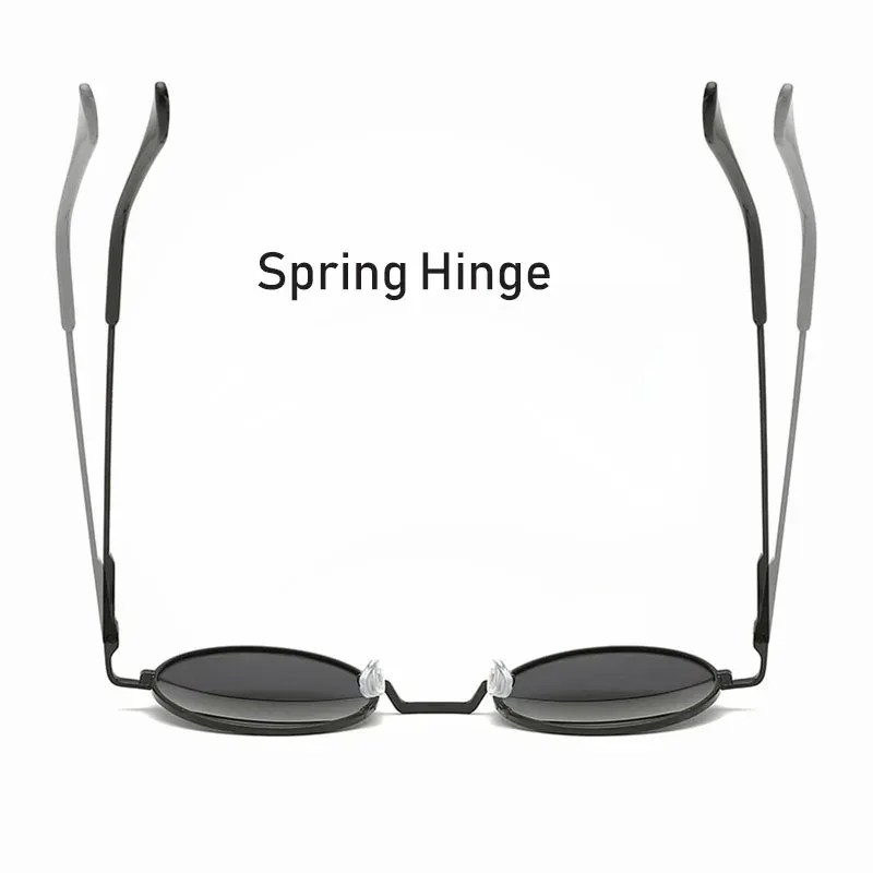 Lunettes de soleil rondes rétro polarisées, monture en alliage métallique, verres noirs, protection UV400 5