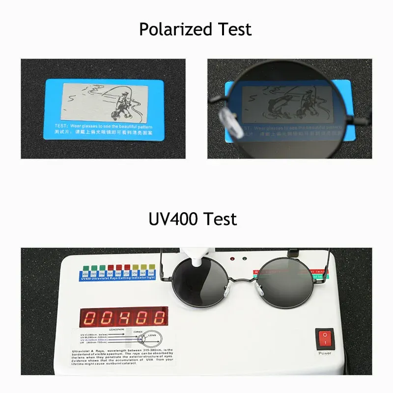 Lunettes de soleil rondes rétro polarisées, monture en alliage métallique, verres noirs, protection UV400 6
