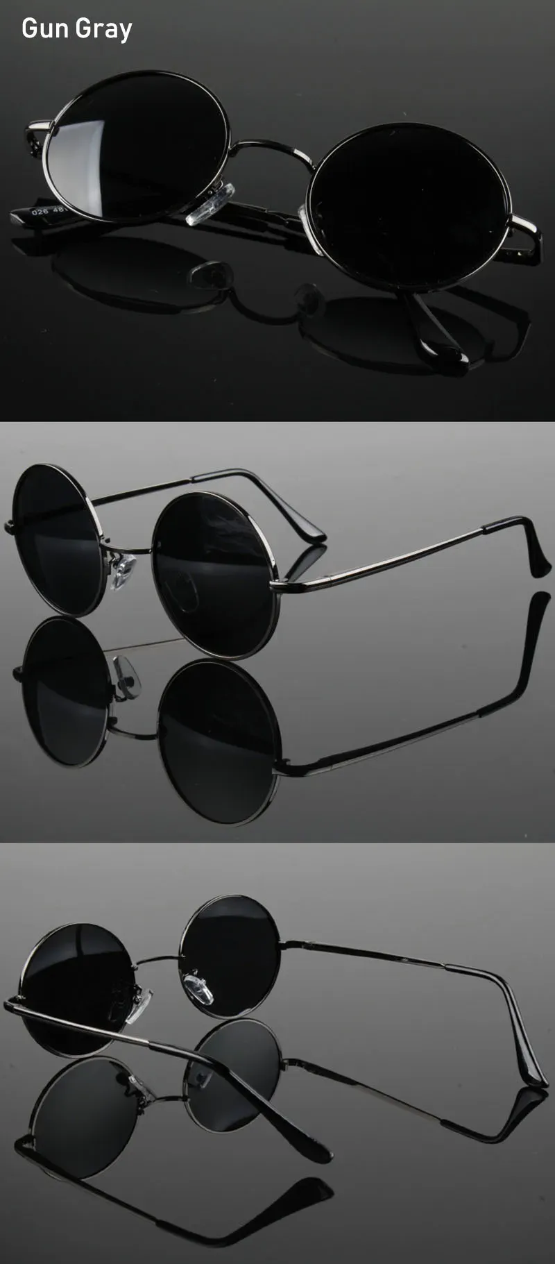 Détail des lunettes de soleil rondes rétro