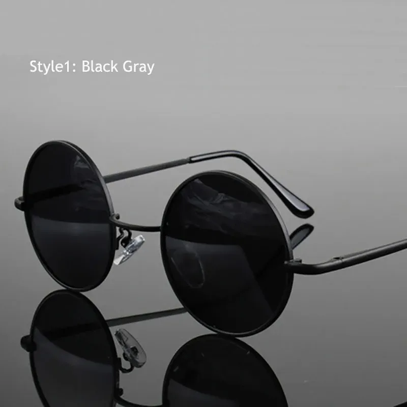 Lunettes de soleil rondes rétro polarisées, monture en alliage métallique, verres noirs, protection UV400 16