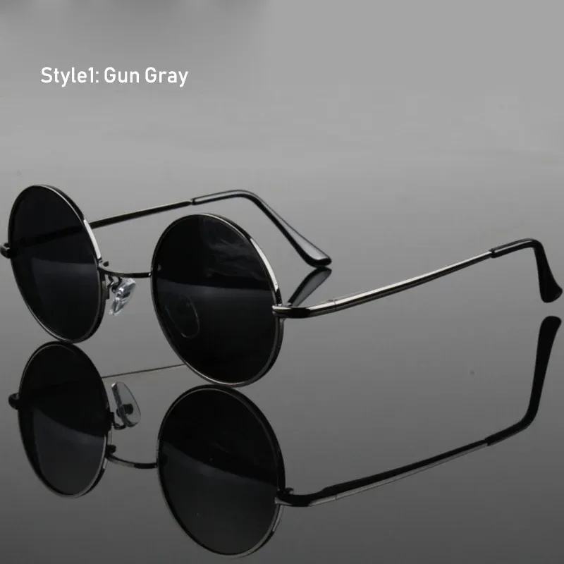 Lunettes de soleil rondes rétro polarisées, monture en alliage métallique, verres noirs, protection UV400 15