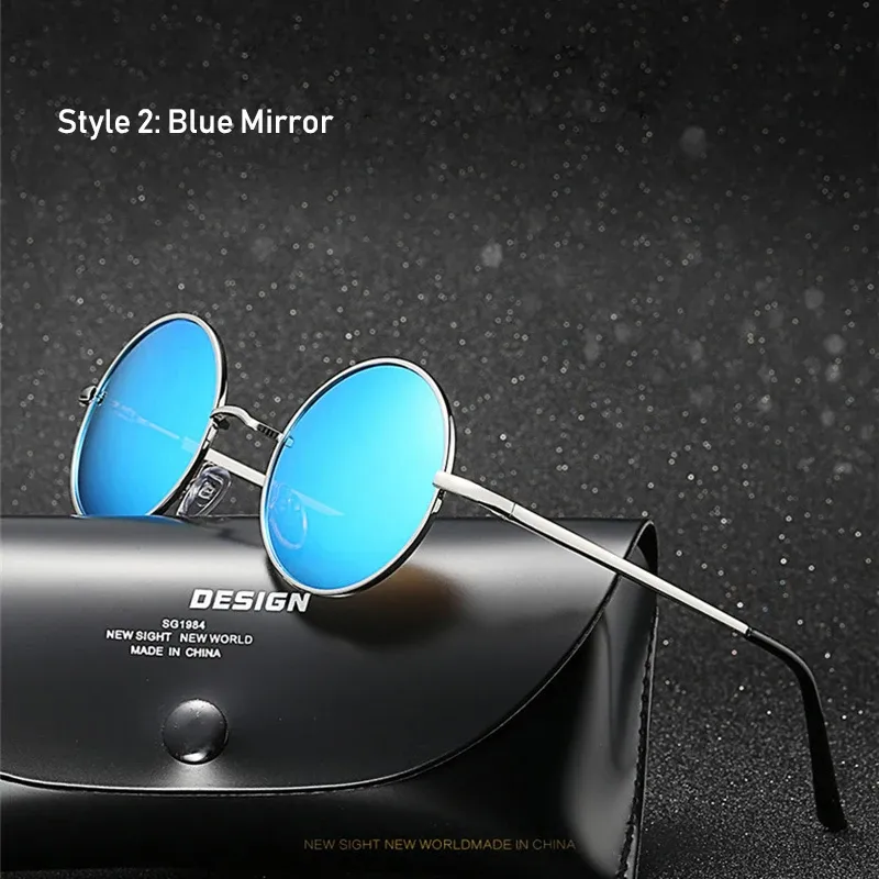 Lunettes de soleil rondes rétro polarisées, monture en alliage métallique, verres noirs, protection UV400 17