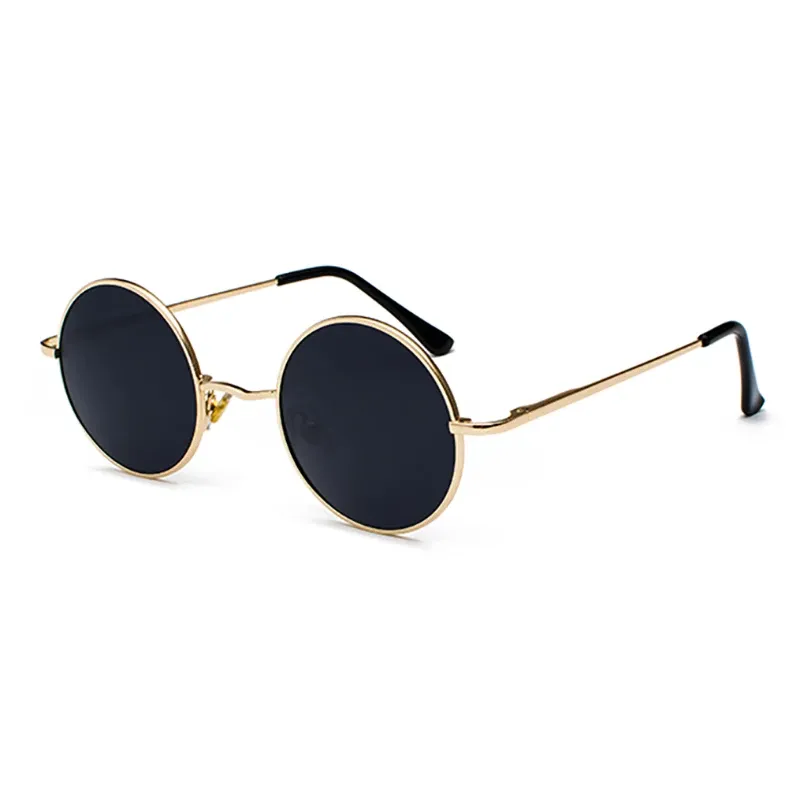 Lunettes de soleil rondes rétro polarisées, monture en alliage métallique, verres noirs, protection UV400 9