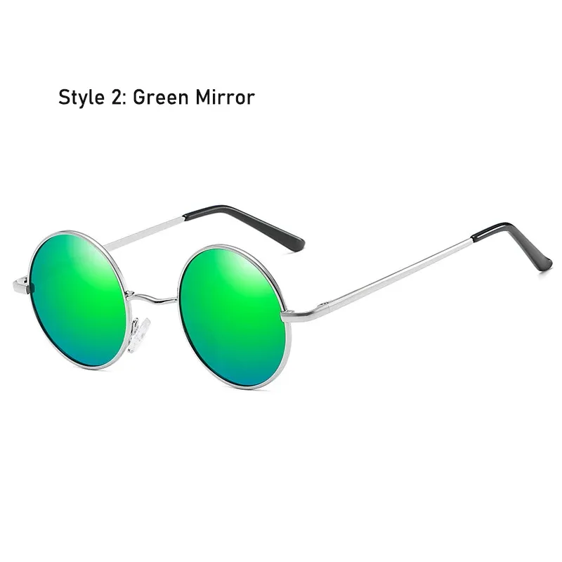 Lunettes de soleil rondes rétro polarisées, monture en alliage métallique, verres noirs, protection UV400 7
