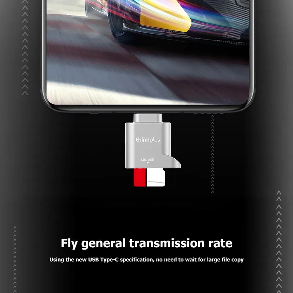 Lecteur de carte micro SD Lenovo ThinkPlus en métal argenté