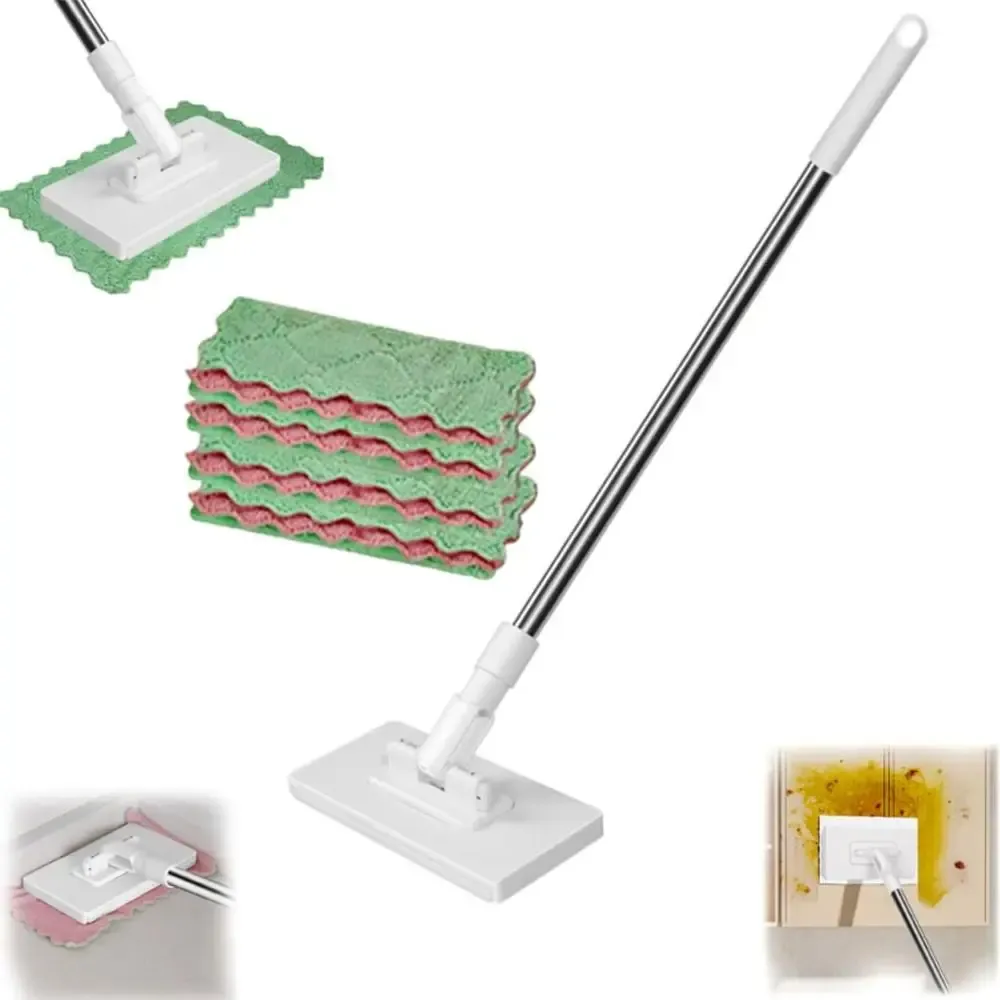 Vadrouille mains libres rotative à 360° avec 3 chiffons réutilisables et clip automatique