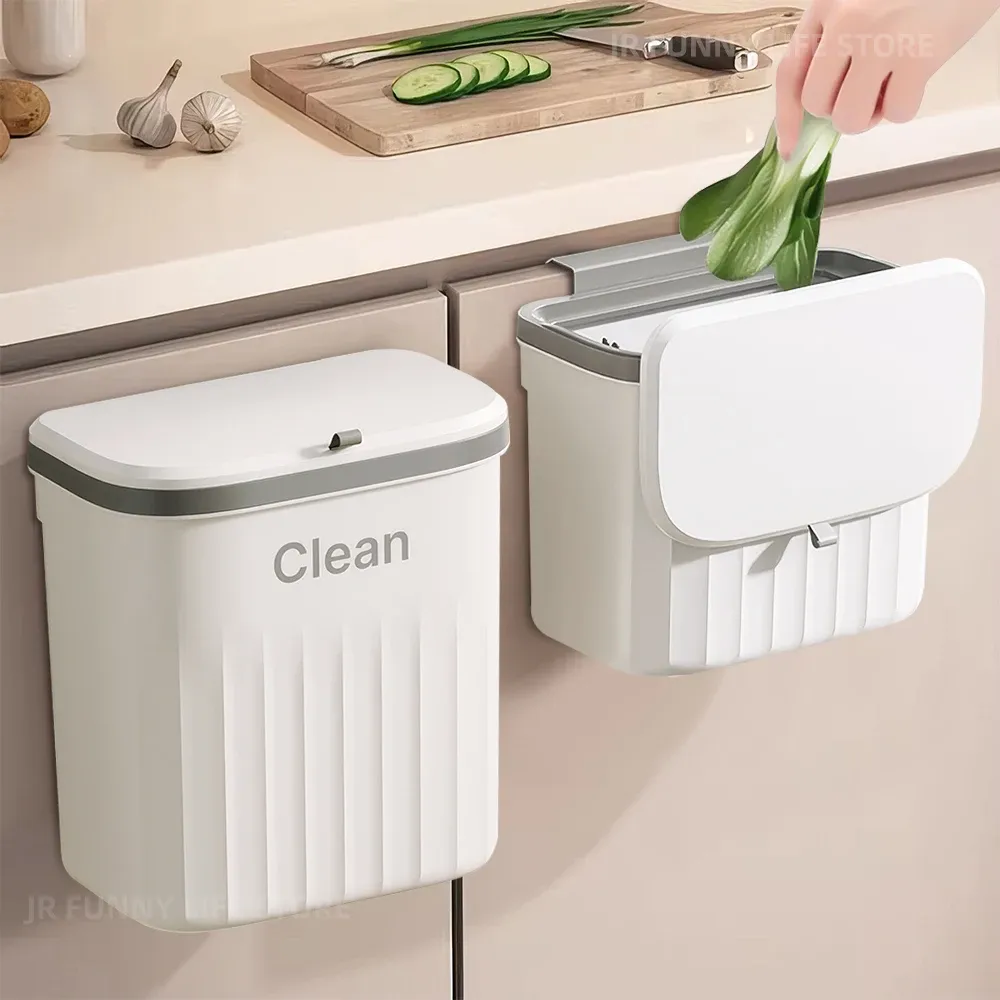 Poubelle suspendue 8,5/12 L pour porte d'armoire de cuisine avec couvercle 1