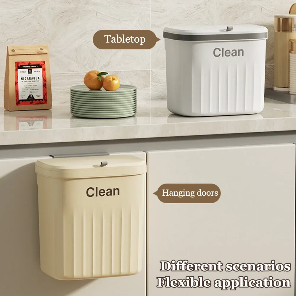 Poubelle suspendue 8,5/12 L pour porte d'armoire de cuisine avec couvercle 2