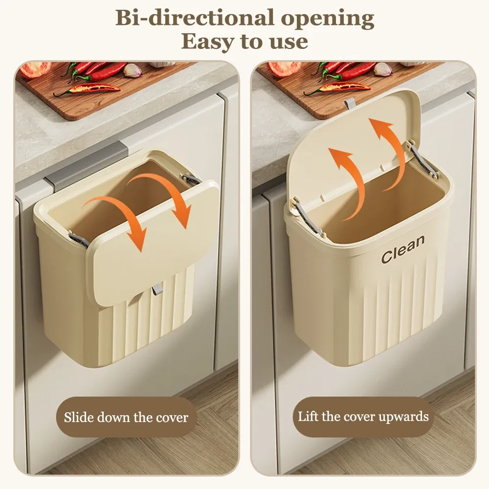 Poubelle suspendue 8,5/12 L pour porte d'armoire de cuisine avec couvercle 4
