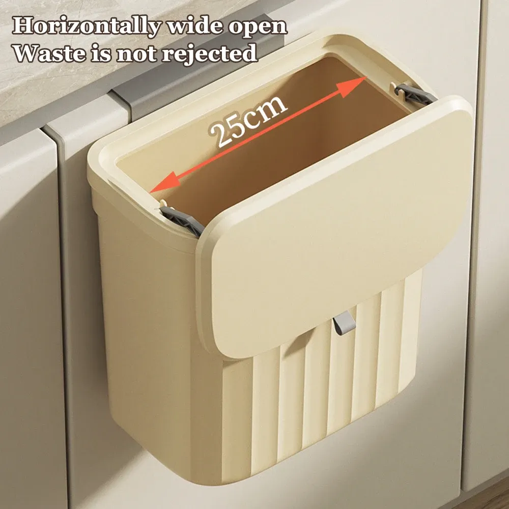 Poubelle suspendue 8,5/12 L pour porte d'armoire de cuisine avec couvercle 5