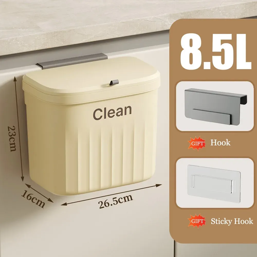 Poubelle suspendue 8,5/12 L pour porte d'armoire de cuisine avec couvercle 11