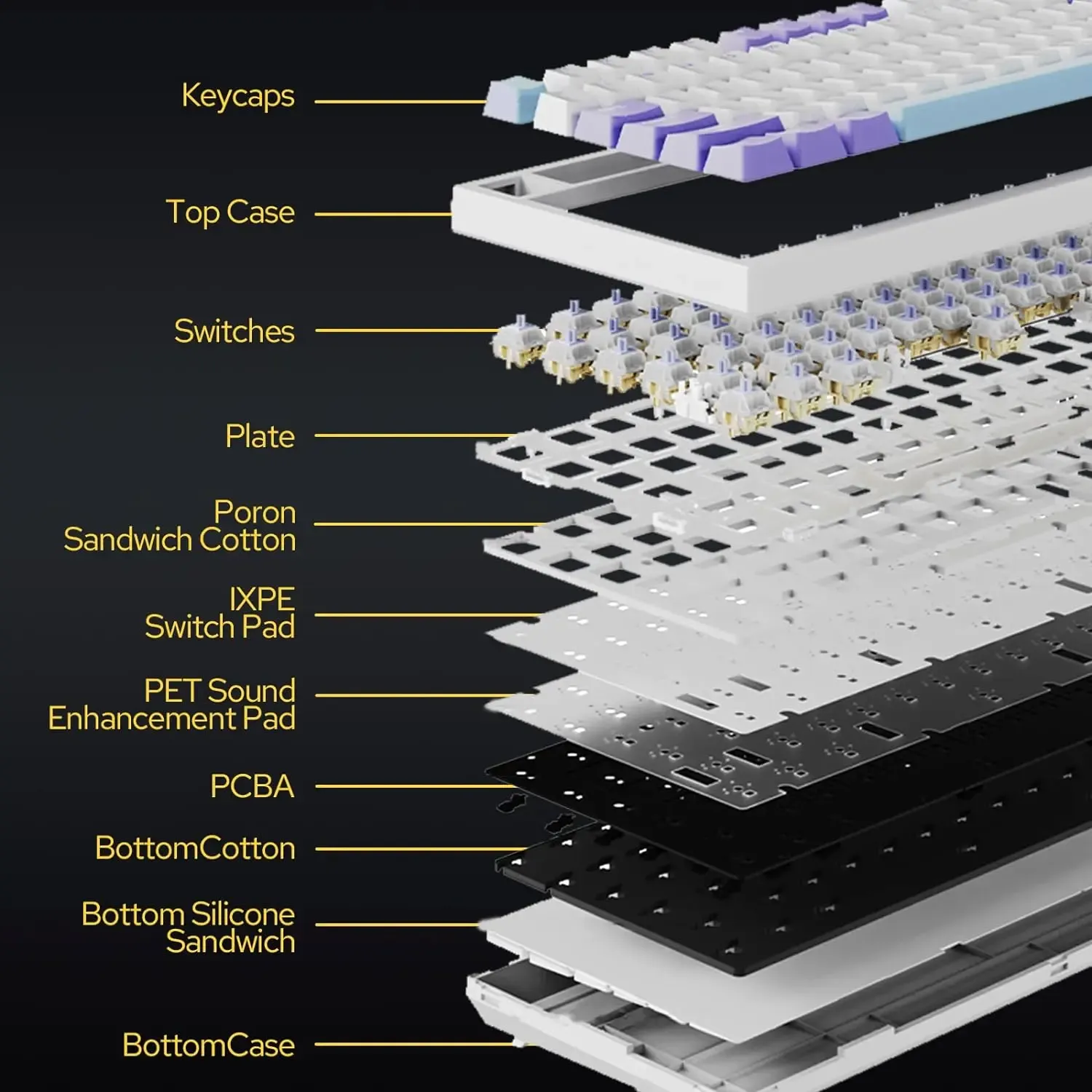 Clavier mécanique de jeu Ajazz AK820 / AK820 Pro, Bluetooth 5.1, sans fil et filaire, joint thermique 4