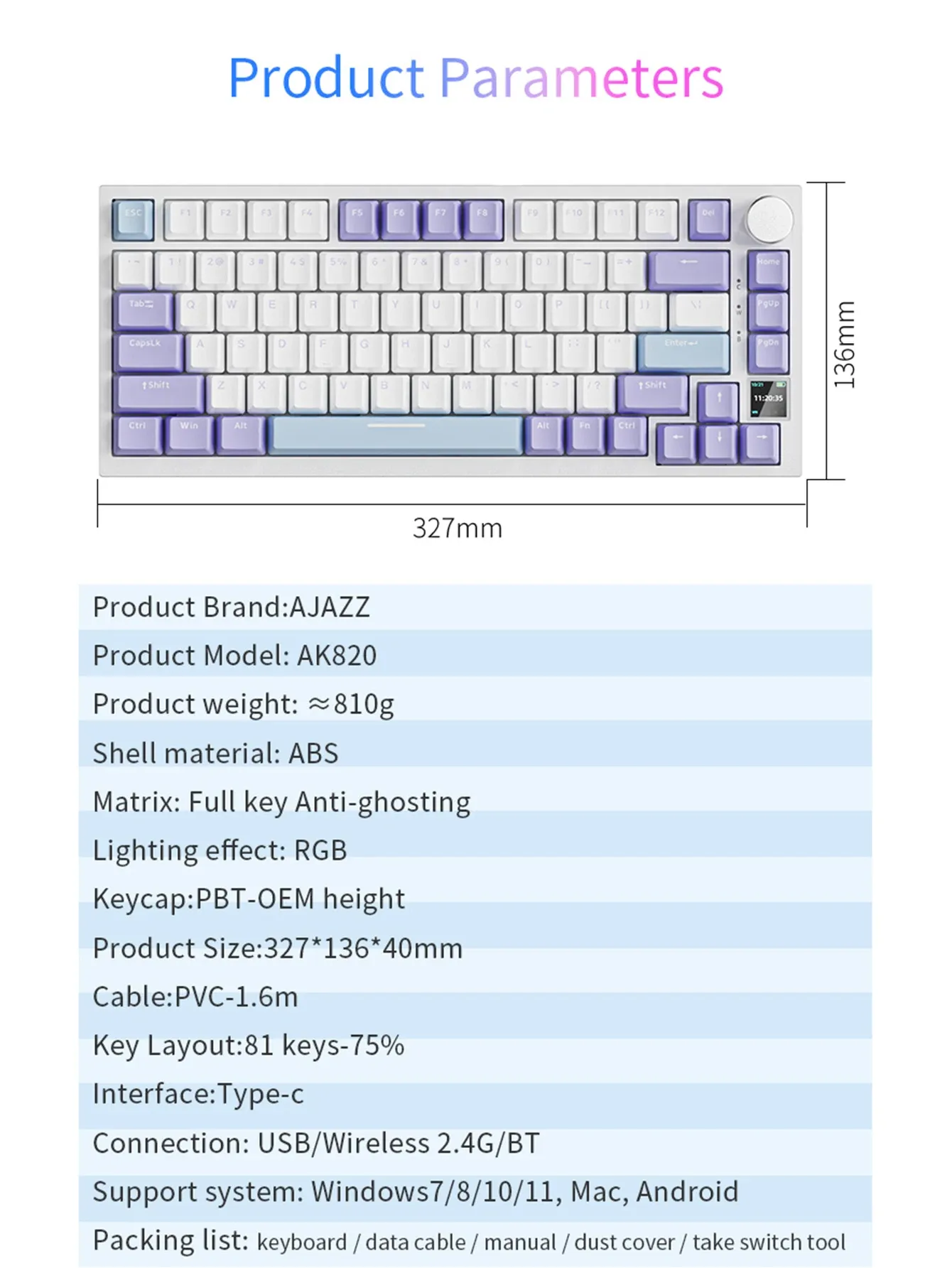 Ajazz AK820 Pro, en situation sur le bureau