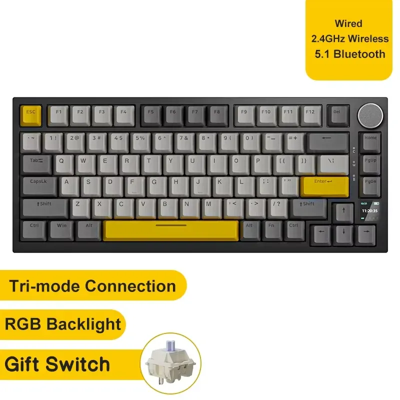Clavier mécanique de jeu Ajazz AK820 / AK820 Pro, Bluetooth 5.1, sans fil et filaire, joint thermique 9