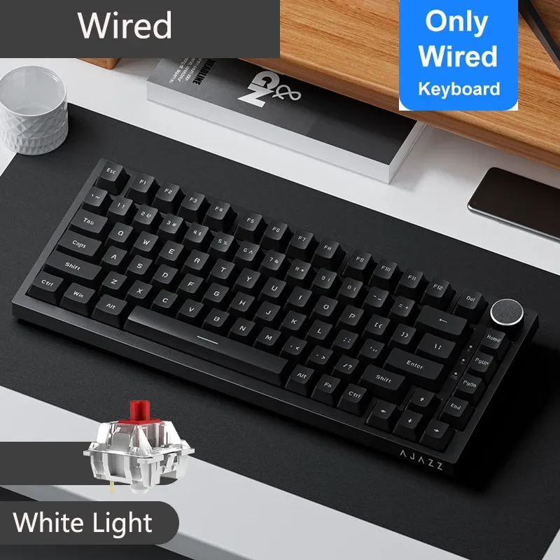 Clavier mécanique de jeu Ajazz AK820 / AK820 Pro, Bluetooth 5.1, sans fil et filaire, joint thermique 7