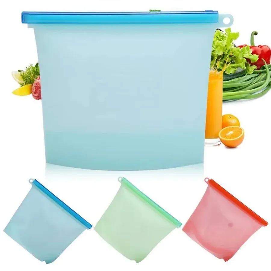 Sacs de conservation réutilisables en silicone, vue d'ensemble