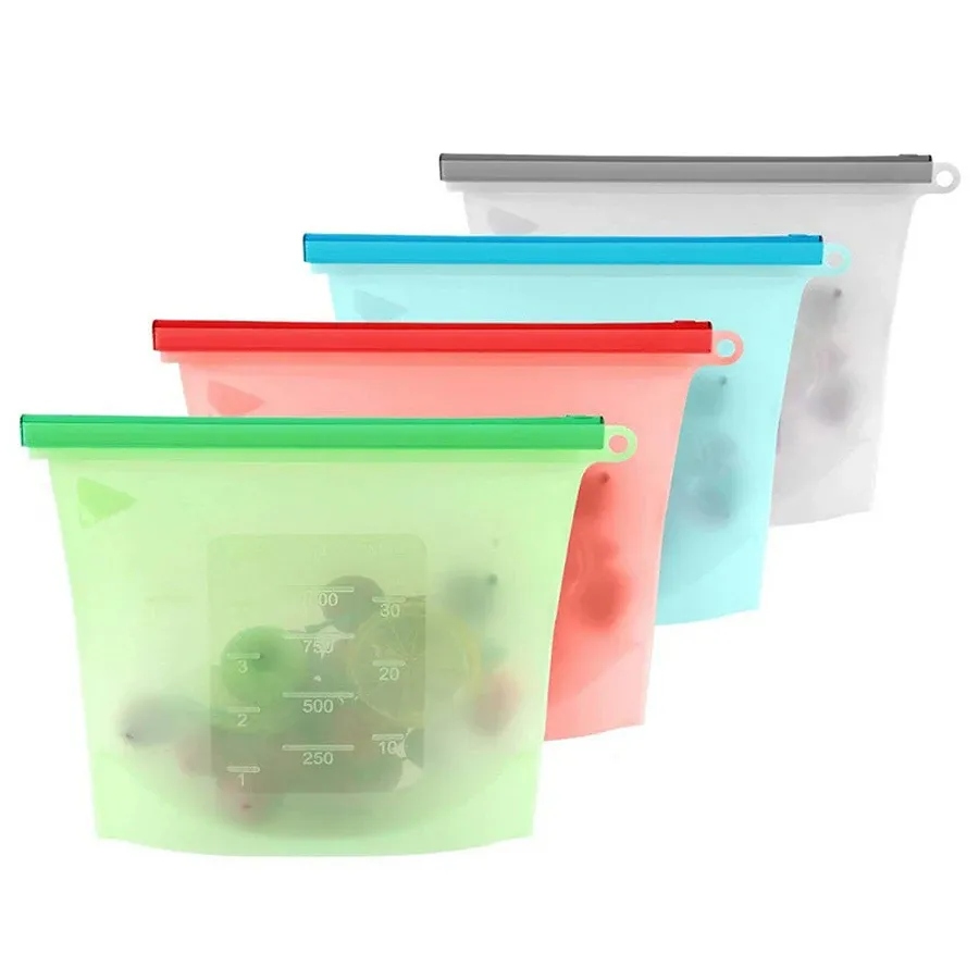 Sac en silicone rempli d'aliments