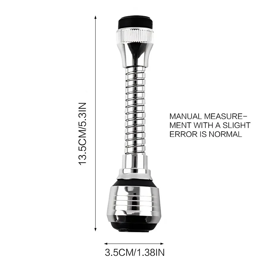 Rallonge de robinet de cuisine en acier inoxydable avec économiseur d'eau, rotative, anti-éclaboussures et aérateur 6