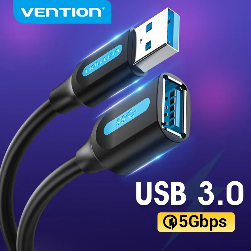 Câble d'extension USB 3.0 Vention, mâle vers femelle, compatible USB 2.0, câble de données pour Smart TV, PS4, Xbox One et PC