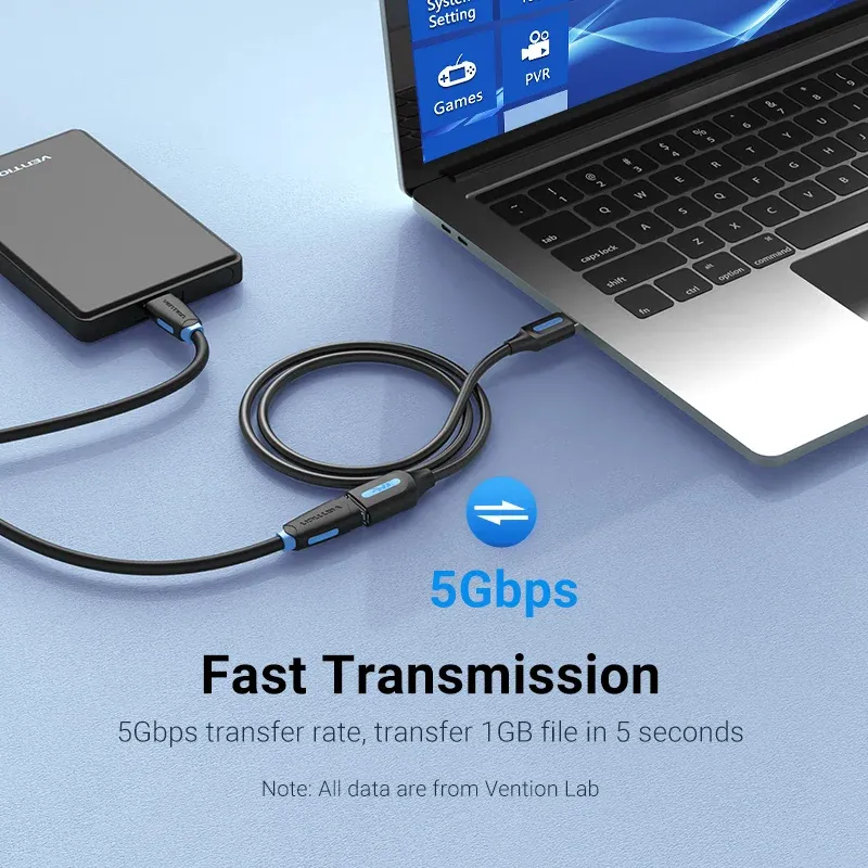 Câble d'extension USB 3.0 Vention, mâle vers femelle, compatible USB 2.0, câble de données pour Smart TV, PS4, Xbox One et PC 3