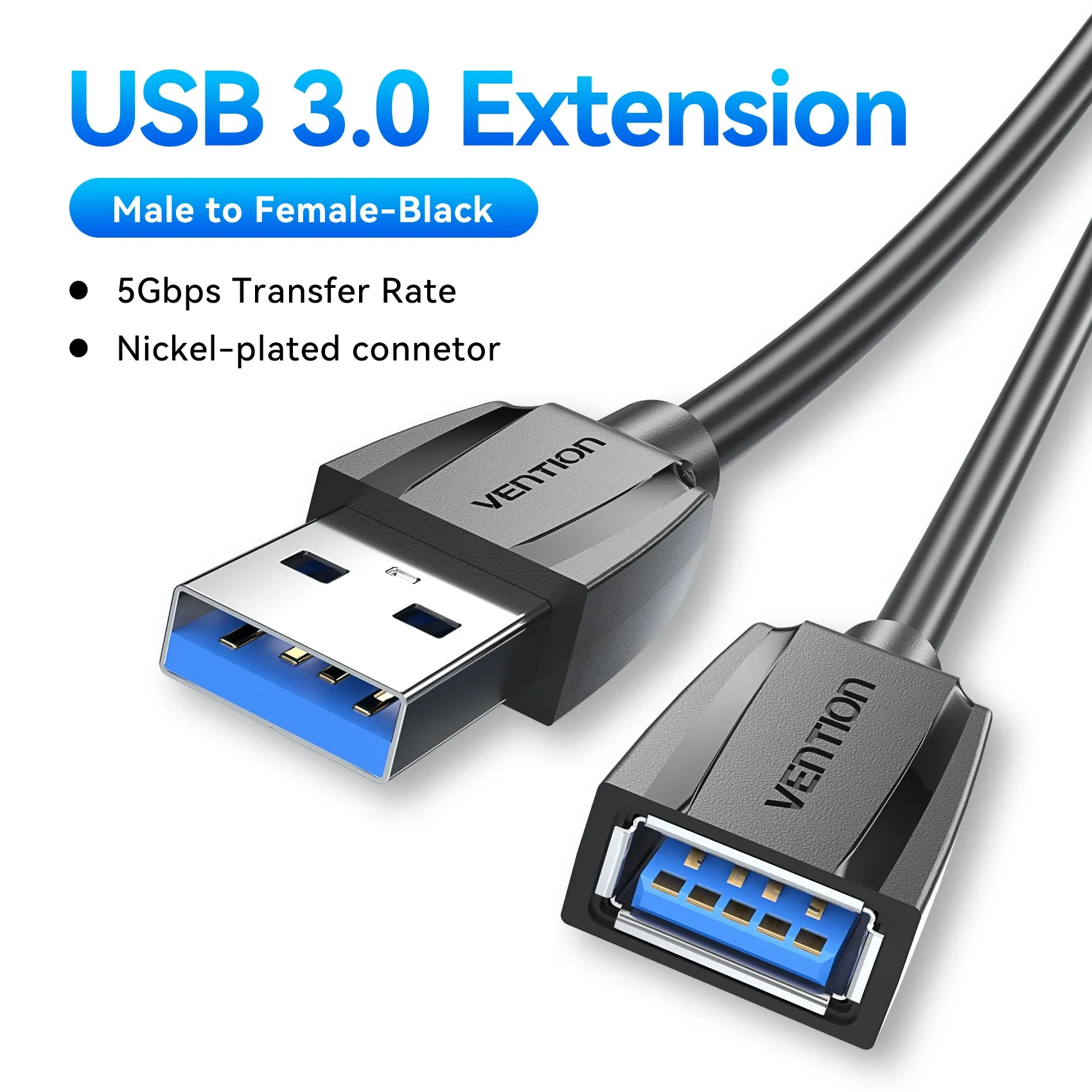 Câble d'extension USB 3.0 Vention, mâle vers femelle, compatible USB 2.0, câble de données pour Smart TV, PS4, Xbox One et PC 11