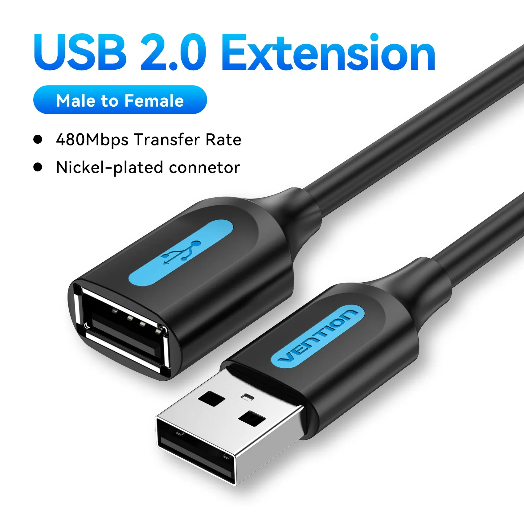 Câble d'extension USB 3.0 Vention, mâle vers femelle, compatible USB 2.0, câble de données pour Smart TV, PS4, Xbox One et PC 12