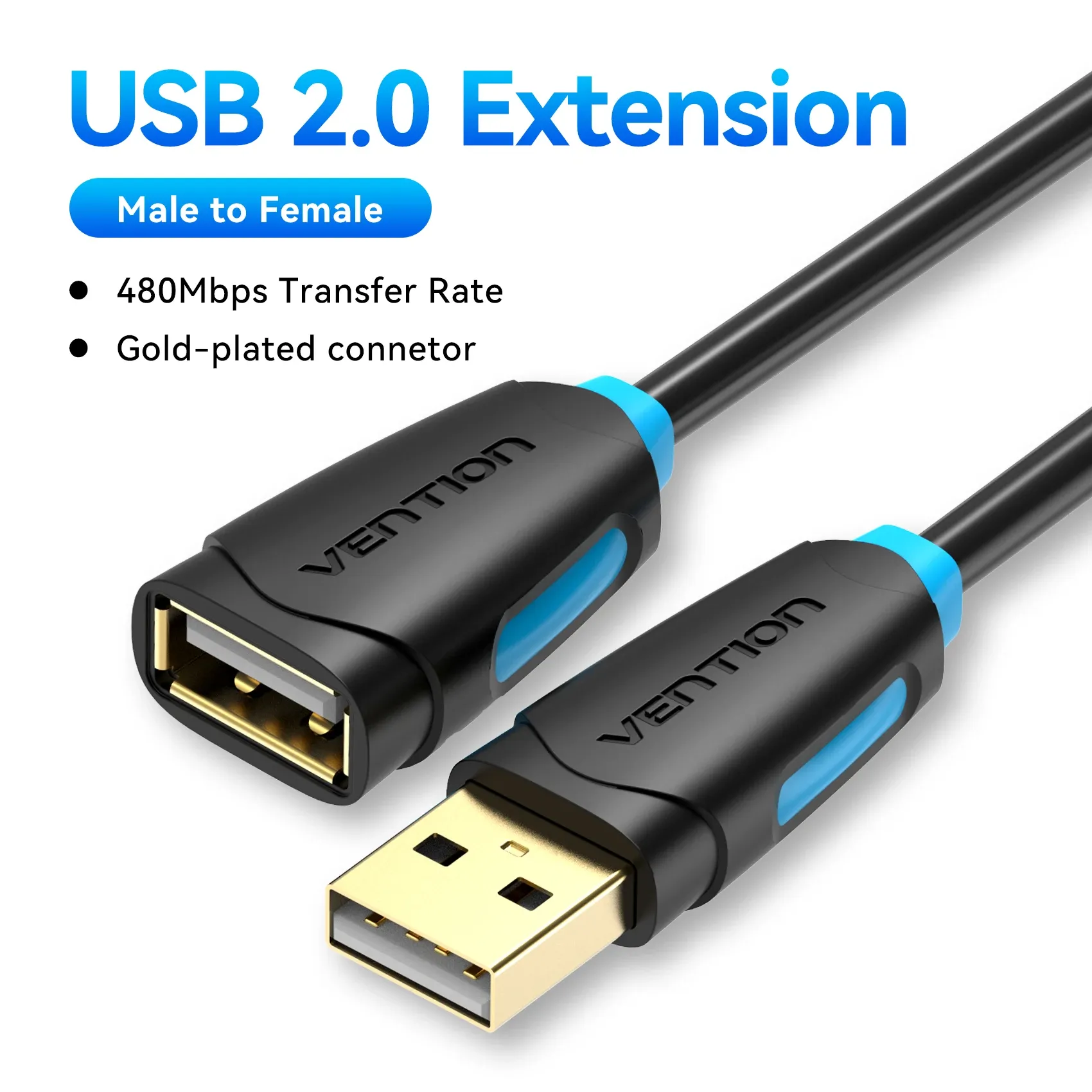 Câble d'extension USB 3.0 Vention, mâle vers femelle, compatible USB 2.0, câble de données pour Smart TV, PS4, Xbox One et PC 10