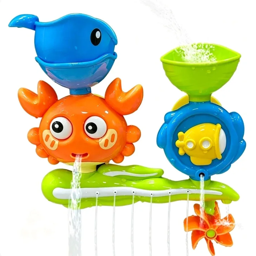 Jeu aquatique rotatif mural à ventouse avec jets multiples et gadget interactif