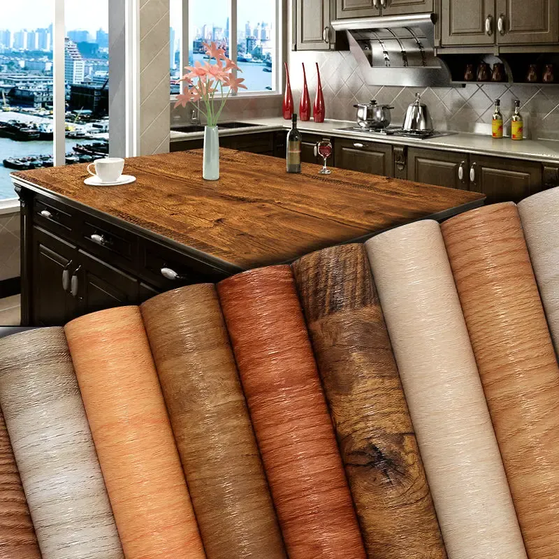 Autocollant bois effet grain en PVC imperméable et auto-adhésif, à décorer soi-même pour la rénovation de meubles et la décoration murale - Image 1