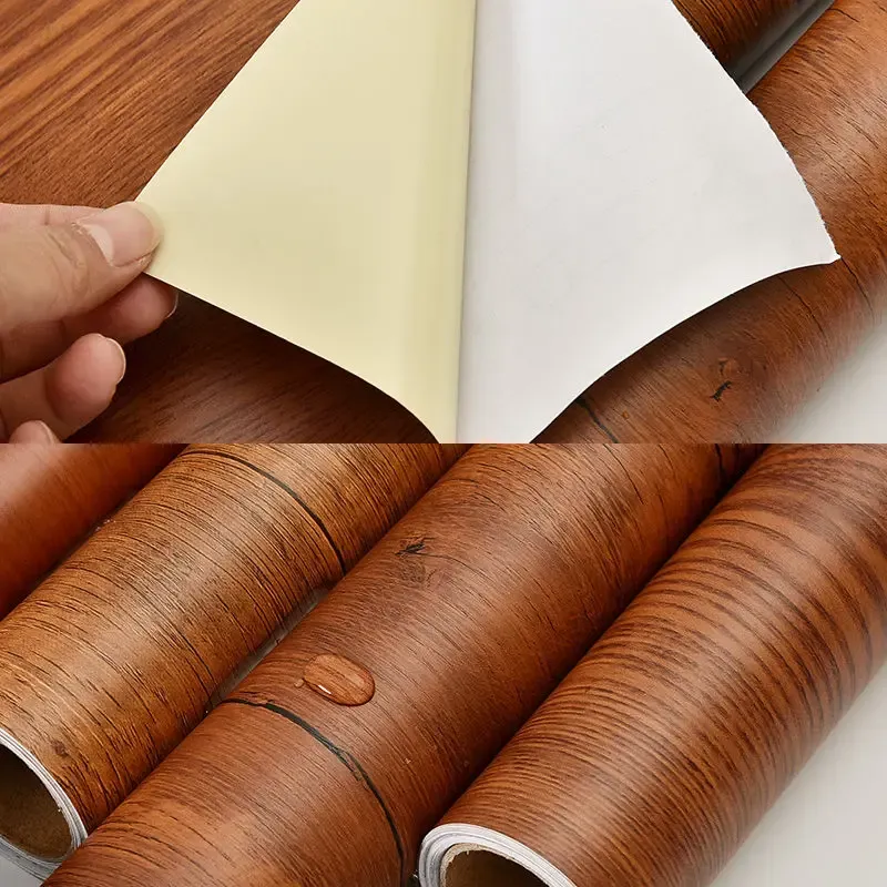 Autocollant bois effet grain en PVC imperméable et auto-adhésif, à décorer soi-même pour la rénovation de meubles et la décoration murale 4