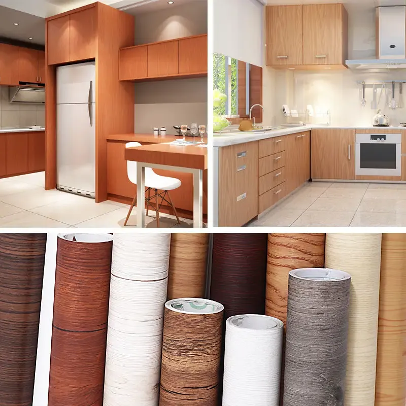 Autocollant bois effet grain en PVC imperméable et auto-adhésif, à décorer soi-même pour la rénovation de meubles et la décoration murale 6