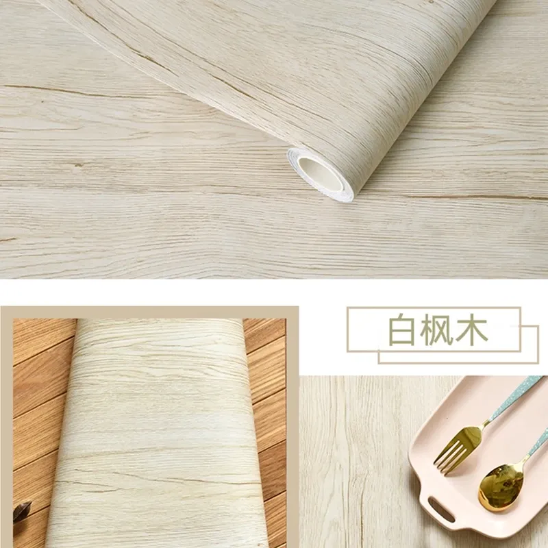 Autocollant bois effet grain en PVC imperméable et auto-adhésif, à décorer soi-même pour la rénovation de meubles et la décoration murale 17