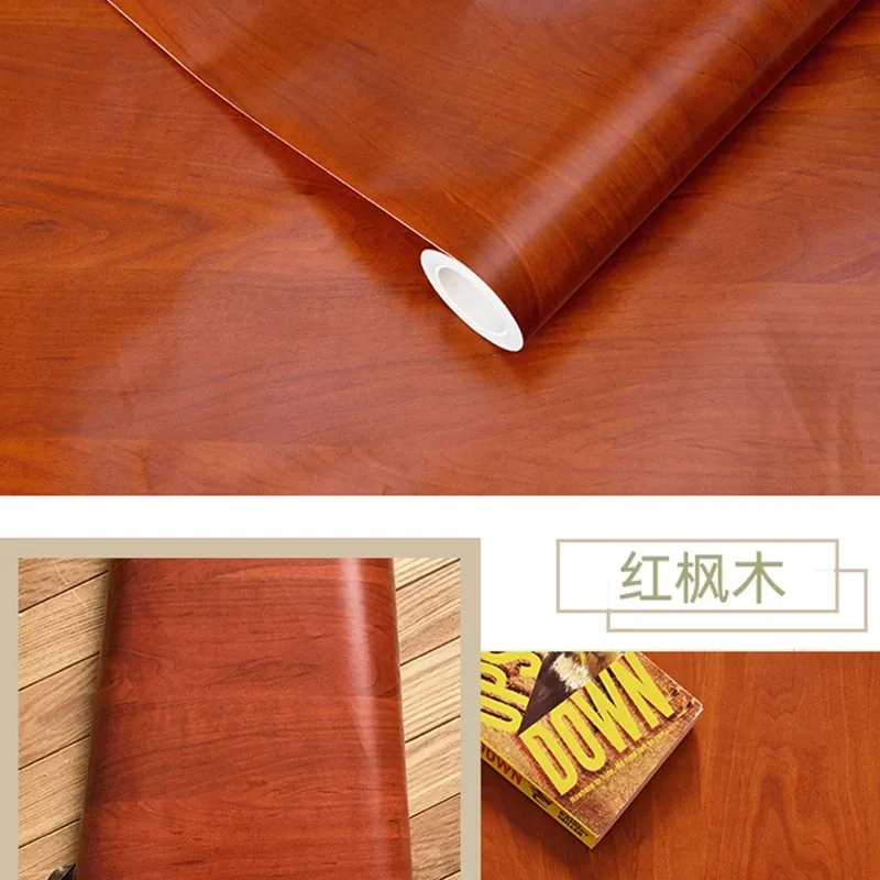 Autocollant bois effet grain en PVC imperméable et auto-adhésif, à décorer soi-même pour la rénovation de meubles et la décoration murale 27